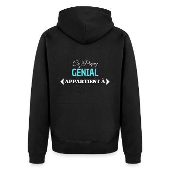 AJOUTEZ PRÉNOMS CE PAPY GÉNIAL APPARTIENT À - Veste à capuche bio Premium Unisexe - noir - Dos - Nico (187cm)