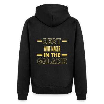 Das Beste aller Zeiten IM GALAXIE WINE MAKER - Unisex Premium Bio Zip Hoodie - Schwarz - Hinten - Nico (187cm)