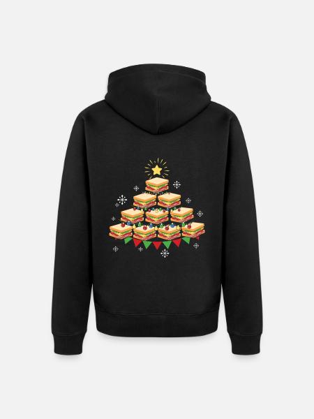 Fast Food Sandwich Christmas Tree - Unisex Premium Organic Zip Hoodie - black
