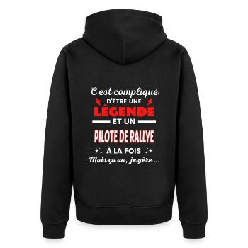 C'est compliqué phrase drôle PILOTE DE RALLYE - Veste à capuche bio Premium Unisexe - noir - Dos - Nico (187cm)