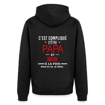 papa Et BRETON cadeau citation - Veste à capuche bio Premium Unisexe - noir - Dos - Nico (187cm)