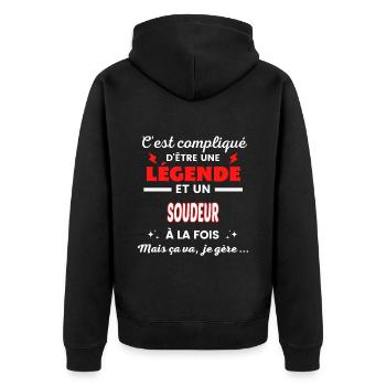C'est compliqué phrase drôle SOUDEUR - Veste à capuche bio Premium Unisexe - noir - Dos - Nico (187cm)