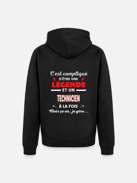 C'est compliqué phrase drôle TECHNICIEN - Veste à capuche bio Premium Unisexe - noir
