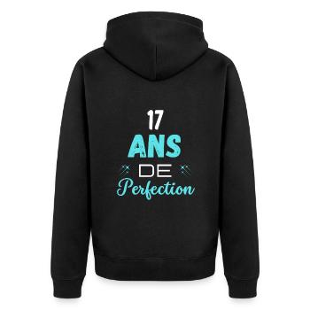âge de la perfection cadeau humoristique 17 ans - Veste à capuche bio Premium Unisexe - noir - Dos - Nico (187cm)
