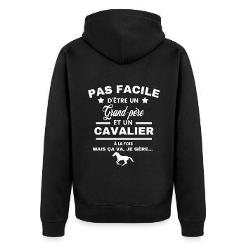 pas facile d'être cavalier et Grand-père - Veste à capuche bio Premium Unisexe - noir - Dos - Nico (187cm)