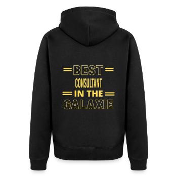 Das Beste aller Zeiten IN THE GALAXIE CONSULTANT - Unisex Premium Bio Zip Hoodie - Schwarz - Hinten - Nico (187cm)