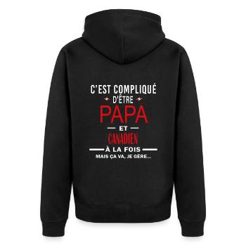 papa Et CANADIEN cadeau citation - Veste à capuche bio Premium Unisexe - noir - Dos - Nico (187cm)