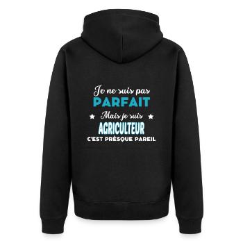 je suis pas parfait agriculteur humour AGRICULTEUR - Veste à capuche bio Premium Unisexe - noir - Dos - Nico (187cm)