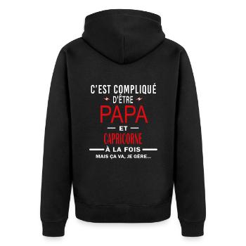 papa Et CAPRICORNE cadeau citation - Veste à capuche bio Premium Unisexe - noir - Dos - Nico (187cm)