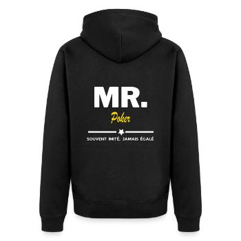 MR. souvent imité, jamais égalé Poker - Veste à capuche bio Premium Unisexe - noir - Dos - Nico (187cm)