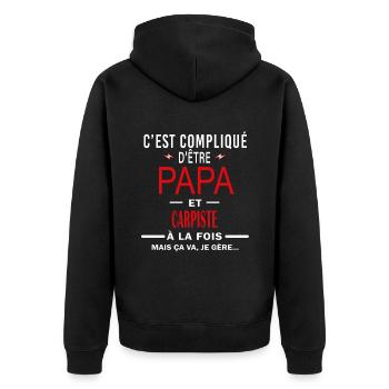 papa Et CARPISTE cadeau citation - Veste à capuche bio Premium Unisexe - noir - Dos - Nico (187cm)