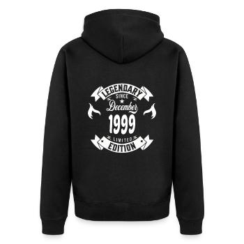 Legendär seit Dezember 1999 - Unisex Premium Bio Zip Hoodie - Schwarz - Hinten - Nico (187cm)