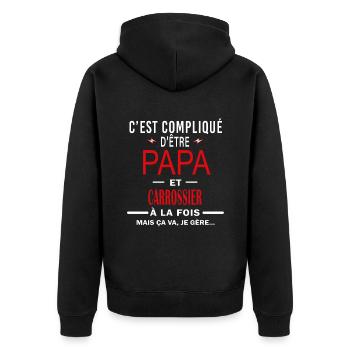 papa Et CARROSSIER cadeau citation - Veste à capuche bio Premium Unisexe - noir - Dos - Nico (187cm)