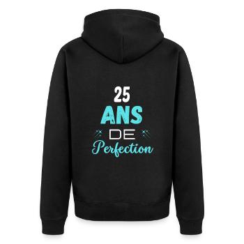 âge de la perfection cadeau humoristique 25 ans - Veste à capuche bio Premium Unisexe - noir - Dos - Nico (187cm)