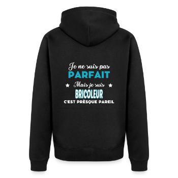 je ne suis pas parfait humour BRICOLEUR - Veste à capuche bio Premium Unisexe - noir - Dos - Nico (187cm)