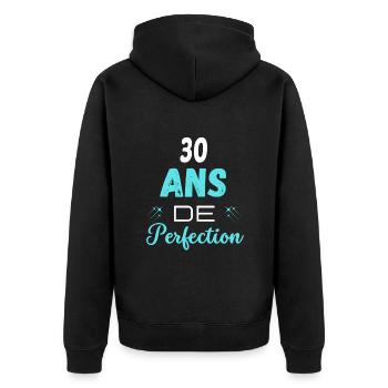 âge de la perfection cadeau humoristique 30 ans - Veste à capuche bio Premium Unisexe - noir - Dos - Nico (187cm)