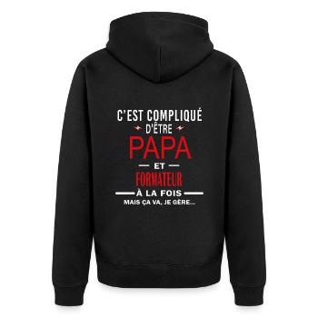 papa Et FORMATEUR cadeau citation - Veste à capuche bio Premium Unisexe - noir - Dos - Nico (187cm)