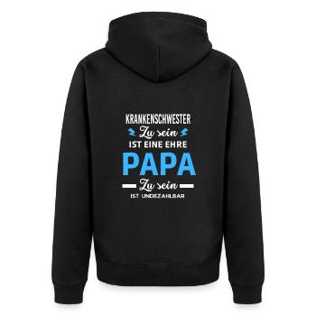 Zu sein ehre Papa ist undezahlbar Krankenschwester - Unisex Premium Bio Zip Hoodie - Schwarz - Hinten - Nico (187cm)
