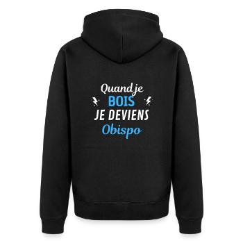 Quand je bois je deviens Pascal Obispo - Veste à capuche bio Premium Unisexe - noir - Dos - Nico (187cm)