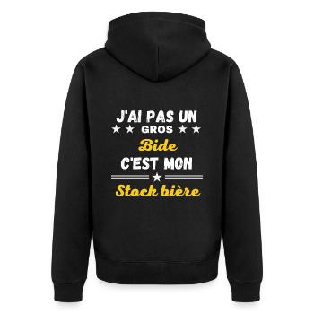 J'ai pas un Gros Bide c'est mon stock bière - Veste à capuche bio Premium Unisexe - noir - Dos - Nico (187cm)