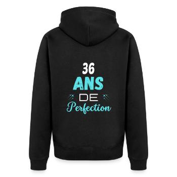 âge de la perfection cadeau humoristique 36 ans - Veste à capuche bio Premium Unisexe - noir - Dos - Nico (187cm)