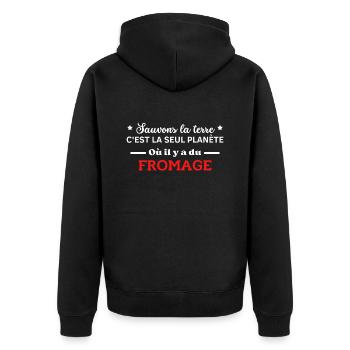 sauvons la terre planète ou il y a du fromage - Veste à capuche bio Premium Unisexe - noir - Dos - Nico (187cm)