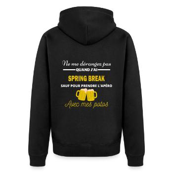 Ne me dérangez pas QUAND J'ai l'apéro Spring break - Veste à capuche bio Premium Unisexe - noir - Dos - Nico (187cm)