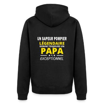 SAPEUR POMPIER légendaire drôle papa exceptionnel - Veste à capuche bio Premium Unisexe - noir - Dos - Nico (187cm)