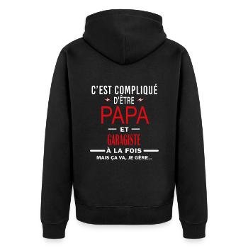 papa Et GARAGISTE cadeau citation - Veste à capuche bio Premium Unisexe - noir - Dos - Nico (187cm)