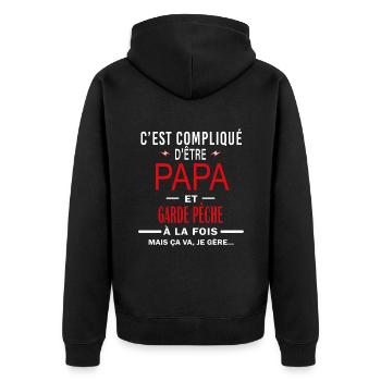 papa Et GARDE PÊCHE cadeau citation - Veste à capuche bio Premium Unisexe - noir - Dos - Nico (187cm)
