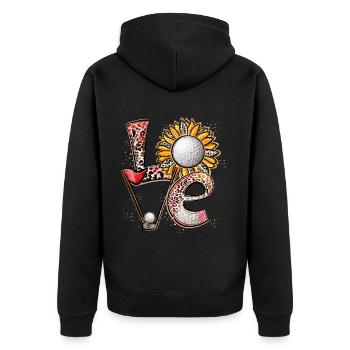 Love Golf Player Golfing - Unisex Premium Bio Zip Hoodie - Schwarz - Hinten - Nico (187cm)