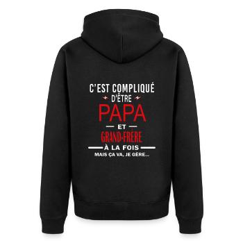 niveau débloqué Grand père - Veste à capuche bio Premium Unisexe - noir - Dos - Nico (187cm)