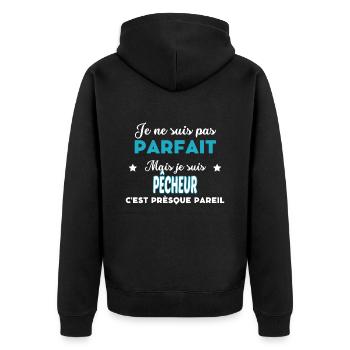je ne suis pas parfait humour PÊCHEUR - Veste à capuche bio Premium Unisexe - noir - Dos - Nico (187cm)