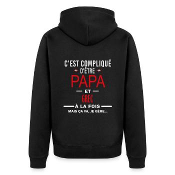 papa Et GREC cadeau citation - Veste à capuche bio Premium Unisexe - noir - Dos - Nico (187cm)