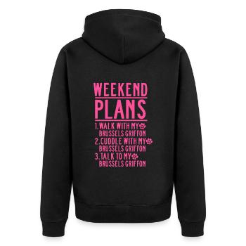 Brussels Griffon Hund Mama Mom Frauchen für Sie - Unisex Premium Bio Zip Hoodie - Schwarz - Hinten - Nico (187cm)
