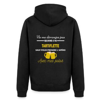 Ne me dérangez pas QUAND J'ai l'apéro tartiflette - Veste à capuche bio Premium Unisexe - noir - Dos - Nico (187cm)