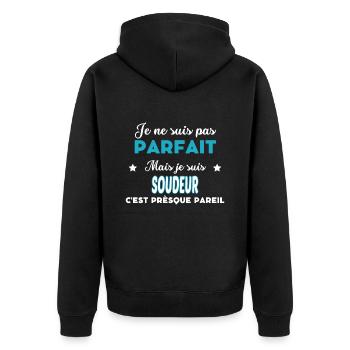 je ne suis pas parfait humour SOUDEUR - Veste à capuche bio Premium Unisexe - noir - Dos - Nico (187cm)