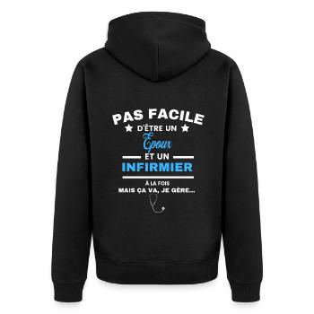 pas facile d'être INFIRMIER et Epoux - Veste à capuche bio Premium Unisexe - noir - Dos - Nico (187cm)