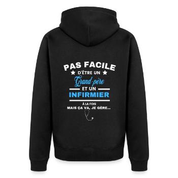 pas facile d'être INFIRMIER et Grand-père - Veste à capuche bio Premium Unisexe - noir - Dos - Nico (187cm)