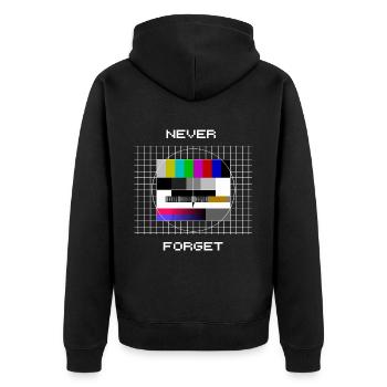 Testmuster Kleidung 80er 90er Party Outfit Retro K - Unisex Premium Bio Zip Hoodie - Schwarz - Hinten - Nico (187cm)