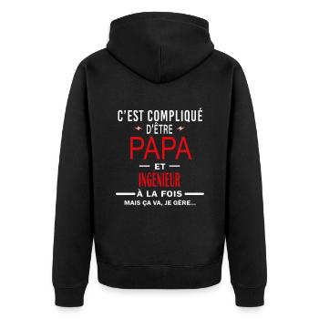 papa Et INGÉNIEUR cadeau citation - Veste à capuche bio Premium Unisexe - noir - Dos - Nico (187cm)