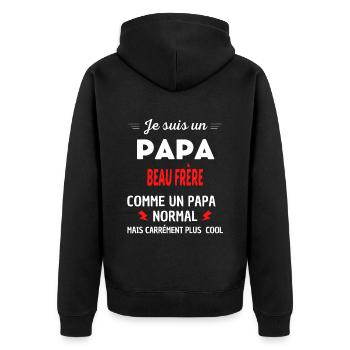 Je suis un PAPA BEAU FRÈRE - Veste à capuche bio Premium Unisexe - noir - Dos - Nico (187cm)