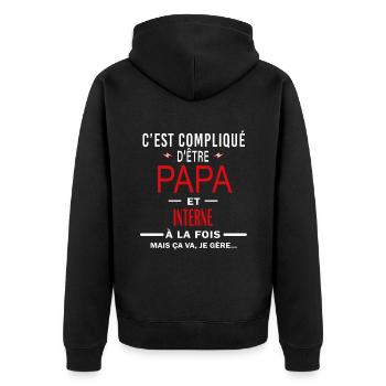 papa Et INTERNE cadeau citation - Veste à capuche bio Premium Unisexe - noir - Dos - Nico (187cm)