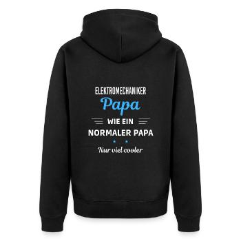 normaler Papa nur viel cooler Elektromechaniker - Unisex Premium Bio Zip Hoodie - Schwarz - Hinten - Nico (187cm)