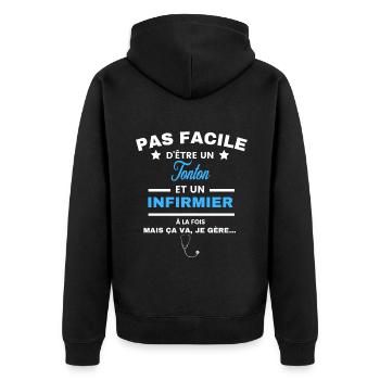 pas facile d'être INFIRMIER et Tonton - Veste à capuche bio Premium Unisexe - noir - Dos - Nico (187cm)