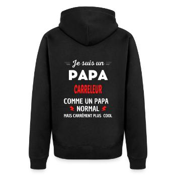 Je suis un PAPA CARRELEUR - Veste à capuche bio Premium Unisexe - noir - Dos - Nico (187cm)