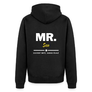 MR. souvent imité, jamais égalé Saxo - Veste à capuche bio Premium Unisexe - noir - Dos - Nico (187cm)