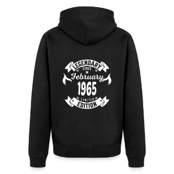 Legendary since february 1965 - Unisex Premium Bio Zip Hoodie - Schwarz - Hinten - Nico (187cm)