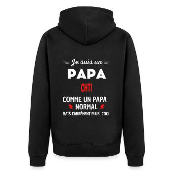 Je suis un PAPA CHTI - Veste à capuche bio Premium Unisexe - noir - Dos - Nico (187cm)