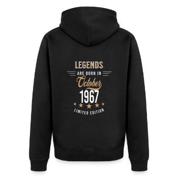 Legenden werden im Oktober 1967 geboren - Unisex Premium Bio Zip Hoodie - Schwarz - Hinten - Nico (187cm)